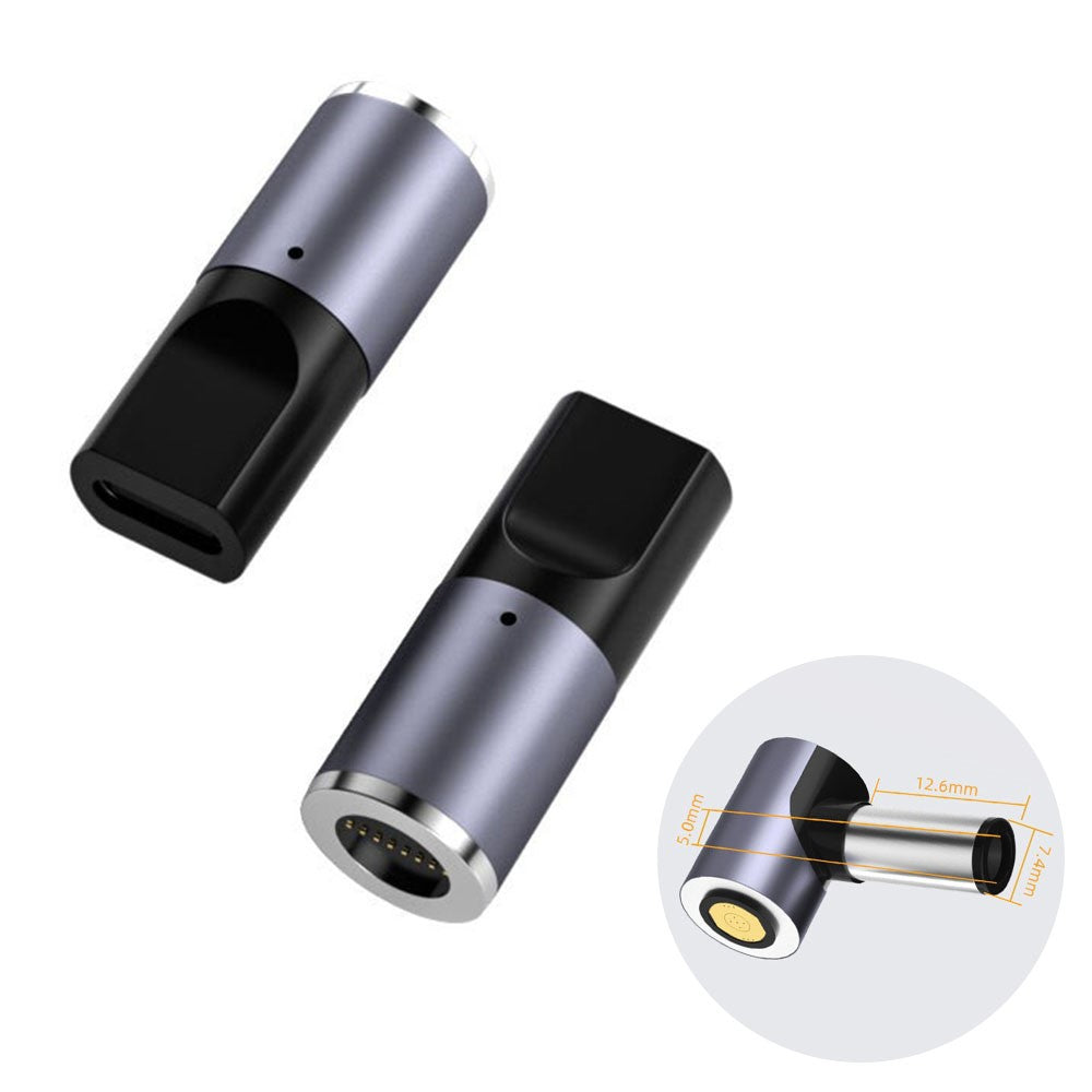 K0165 Type-C Han til DC Magnetisk Adapter 100W PD Hurtigopladning Strømadapter i Aluminiumslegering til Bærbar Computer