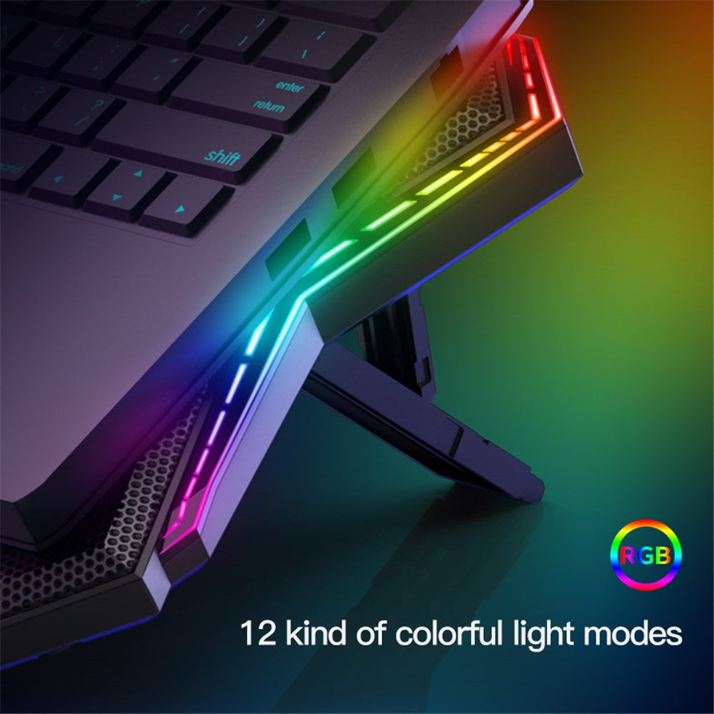 COOLCOLD Ice Magic 6 Laptop køleplade, RGB-lys, justerbar højde, Notebook Cooler Stand