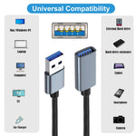 U3-075-AF 0.3m USB 3.0 Han til USB 3.0 Hun Forlængerledning 5Gbps Disk SSD Kameradatkabel (Sølvskal)