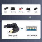 UC-101-DN 0,3 m USB3.0 Type-A til USB-C strøm-/datakabel 90-graders nedadvendt modsat U-form