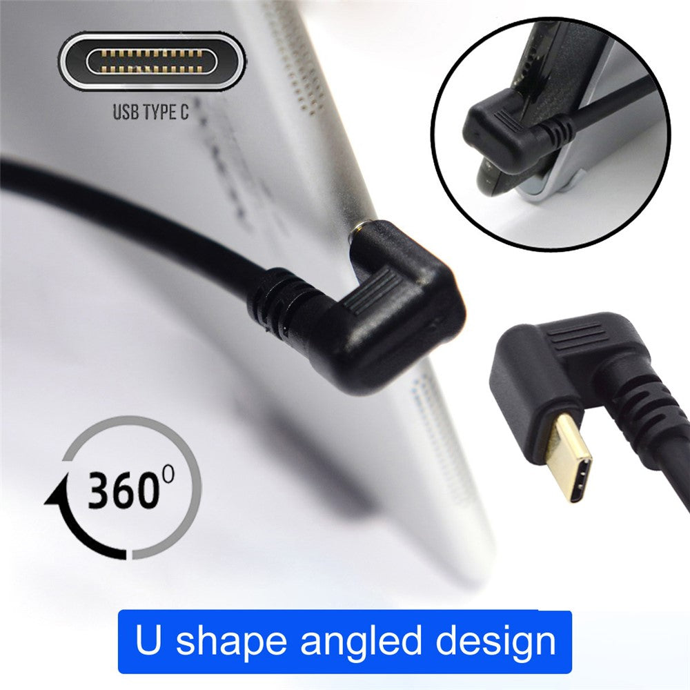 UC-101-DN 0,3 m USB3.0 Type-A til USB-C strøm-/datakabel 90-graders nedadvendt modsat U-form