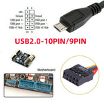 U2-018-MM USB 2.0 Motherboard 9pin 10pin Header to Micro USB 5pin Cable 50cm for Mini Monitor Sensor Panel Camera
