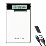 SHUOLE SL-U25TY31-P-B 2.5 inch External Hard Drive Enclosure with Smart Display USB3.2 5Gbps Type-C Mobile Storage Case for Desktop Laptop