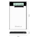 SHUOLE SL-U25TY31-P-B 2.5 inch External Hard Drive Enclosure with Smart Display USB3.2 5Gbps Type-C Mobile Storage Case for Desktop Laptop