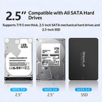 SHUOLE SL-U25TY31-P-B 2.5 inch External Hard Drive Enclosure with Smart Display USB3.2 5Gbps Type-C Mobile Storage Case for Desktop Laptop