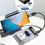 SHUOLE SL-U25TY31-P-B 2.5 inch External Hard Drive Enclosure with Smart Display USB3.2 5Gbps Type-C Mobile Storage Case for Desktop Laptop