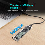 SHUOLE SL-TNP10-P M2 Gen2 Harddisk Kabinet 10Gbps USB3.2 NVMe / SATA Type-C Eksternt SSD-kabinet med Smart Display til Mobil / Tablet