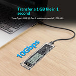 SHUOLE SL-TP10-P M.2 NVMe SSD Enclosure with Smart Digital Display USB 3.2 Gen2 Type-C Hard Drive Case with Dual Cables