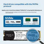 SHUOLE SL-TP10-P M.2 NVMe SSD Enclosure with Smart Digital Display USB 3.2 Gen2 Type-C Hard Drive Case with Dual Cables