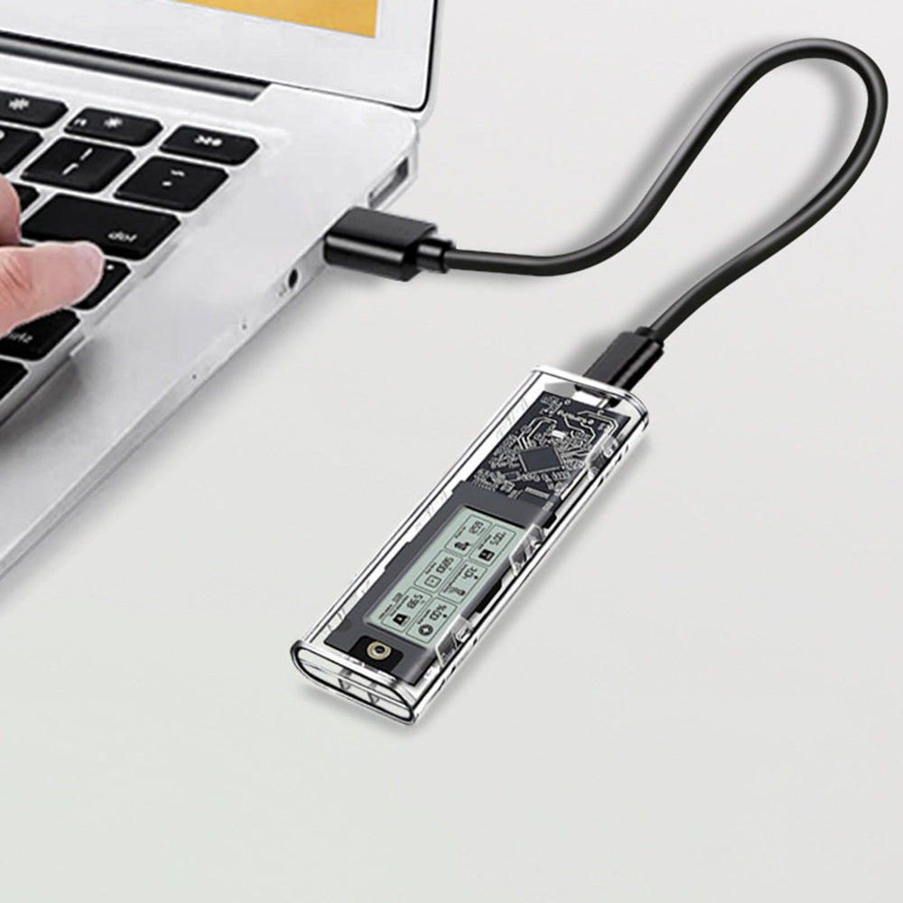 SHUOLE SL-TP10-P M.2 NVMe SSD Enclosure with Smart Digital Display USB 3.2 Gen2 Type-C Hard Drive Case with Dual Cables