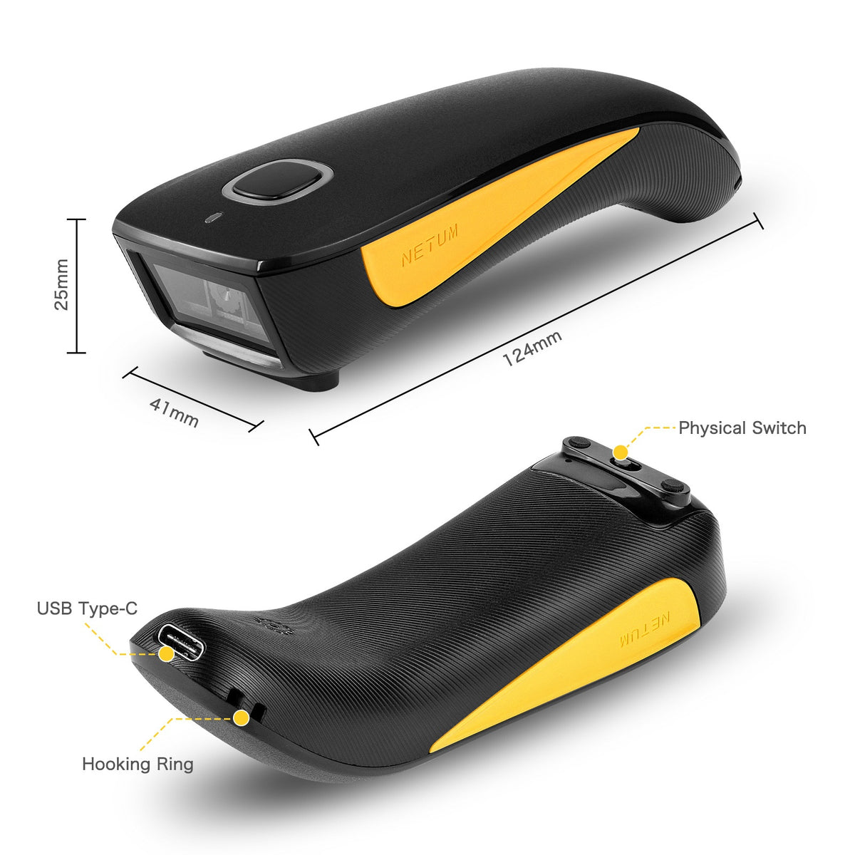 NETUM C750 Wireless Barcode Scanner 2.4G/Bluetooth-compatible/USB Wired 3 Modes 1D 2D QR Code Reader