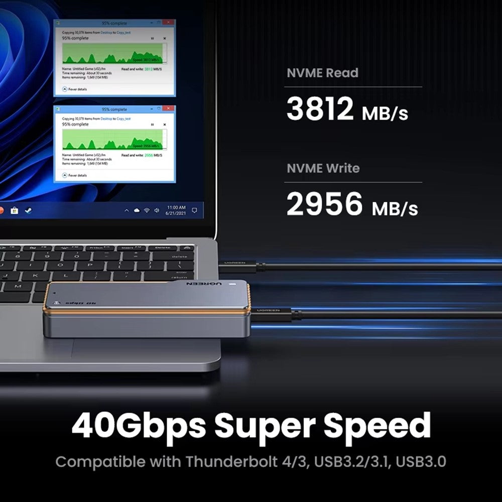 UGREEN CM642-15976 USB 4.0 SSD Enclosure Case 40Gbps M.2 NVMe Hard Disk Case with Turbofan for Mac Windows