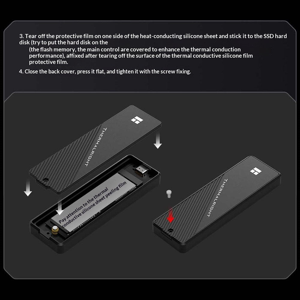 THERMALRIGHT HR-EB105 C M.2 NVMe SSD Enclosure USB 3.2 Gen2 Type-C Cable Aluminum Alloy CNC 8TB External Hard Drive Case