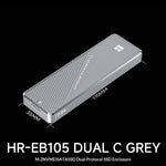 THERMALRIGHT HR-EB105 DUAL C M.2 NVMe SATA SSD-kabinet Type-C-kabel USB3.2 Gen2 10Gbps Højhastigheds harddisk-kabinet i aluminiumslegering