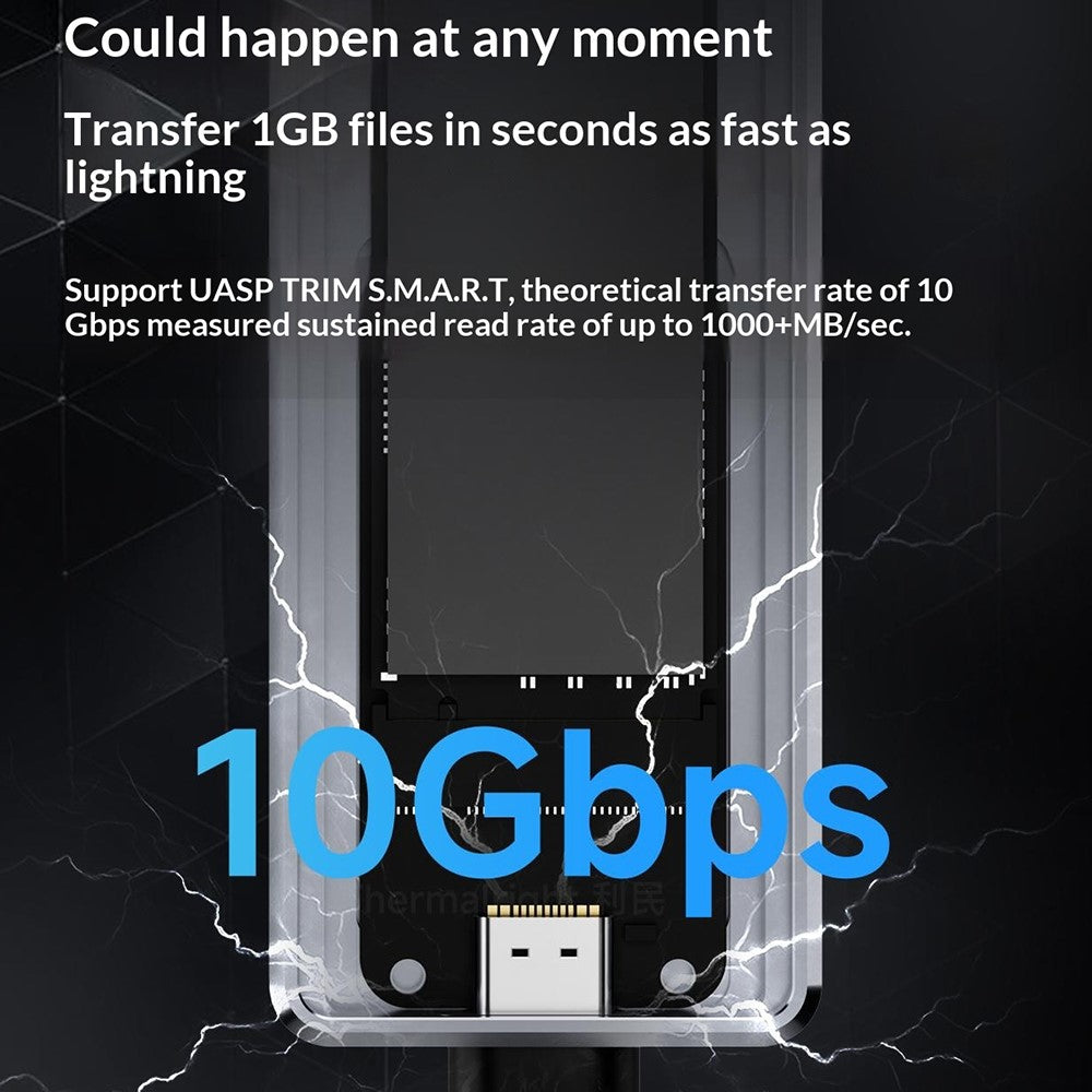 THERMALRIGHT HR-EB105 DUAL C M.2 NVMe SATA SSD-kabinet Type-C-kabel USB3.2 Gen2 10Gbps Højhastigheds harddisk-kabinet i aluminiumslegering