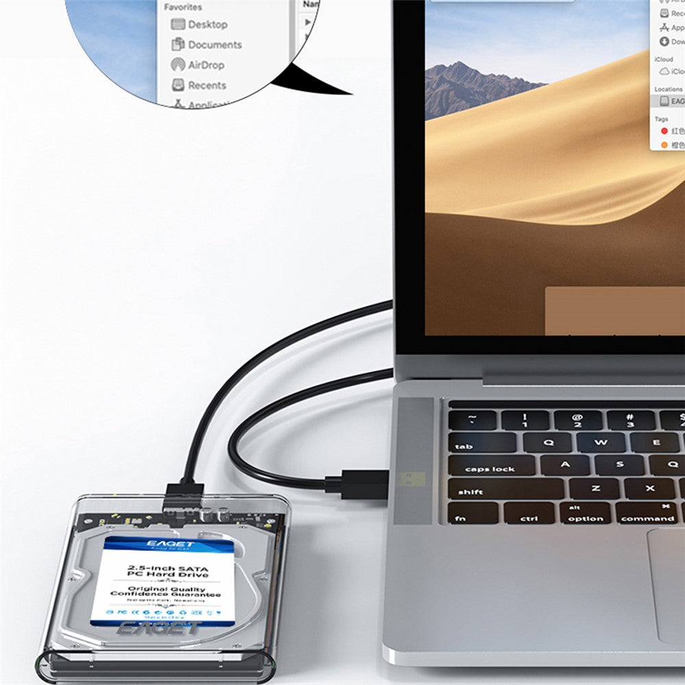 EAGET E10 2.5 Inch SSD HDD Enclosure SATA to USB 3.0 Transparent Tool-Free Installation Hard Drive Enclosure