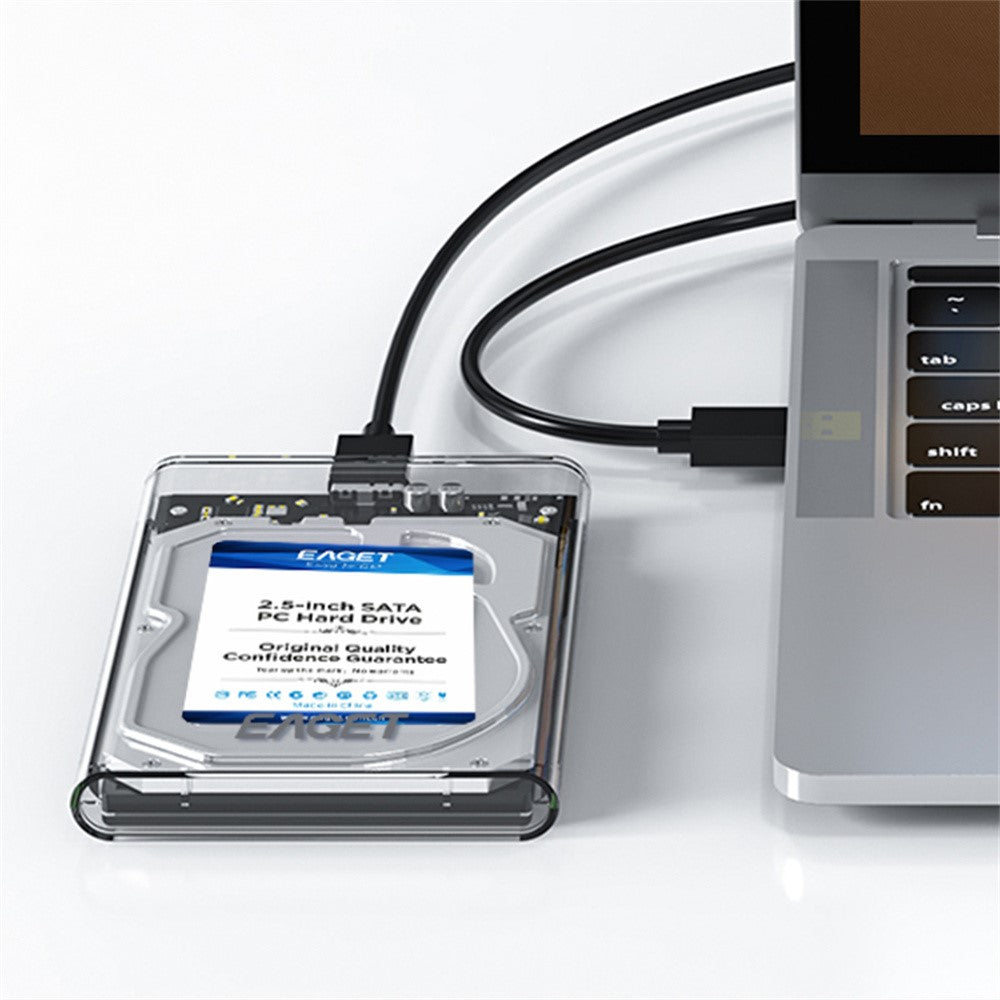 EAGET E10 2.5 Inch SSD HDD Enclosure SATA to USB 3.0 Transparent Tool-Free Installation Hard Drive Enclosure