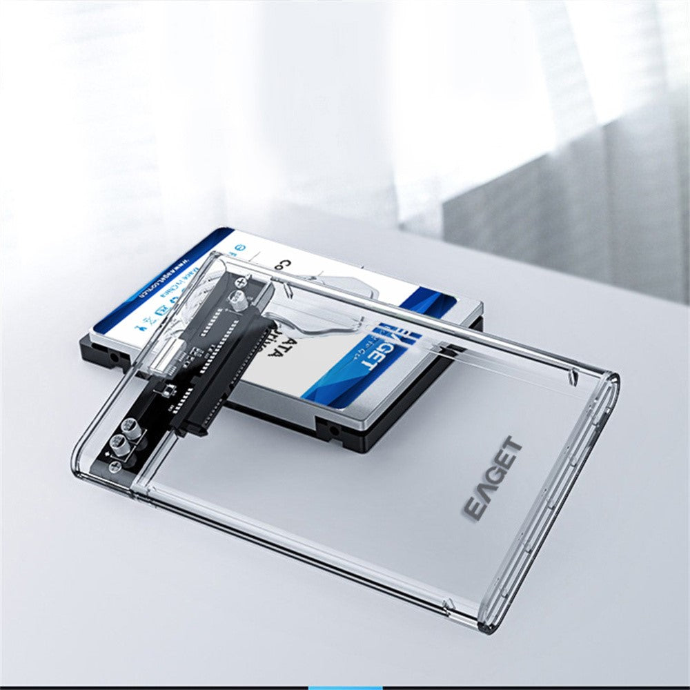 EAGET E10 2.5 Inch SSD HDD Enclosure SATA to USB 3.0 Transparent Tool-Free Installation Hard Drive Enclosure