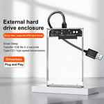 EAGET E11 2.5 Inch SATA External SSD & HDD Enclosure USB-C 3.1 Tool-Free Clear Hard Drive Case