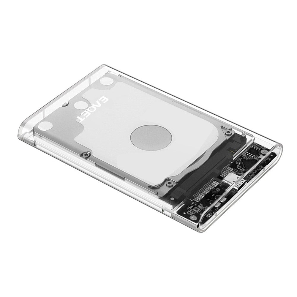 EAGET E11 2.5 Inch SATA External SSD & HDD Enclosure USB-C 3.1 Tool-Free Clear Hard Drive Case