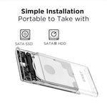 EAGET E11 2.5 Inch SATA External SSD & HDD Enclosure USB-C 3.1 Tool-Free Clear Hard Drive Case