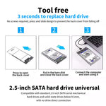EAGET E11 2.5 Inch SATA External SSD & HDD Enclosure USB-C 3.1 Tool-Free Clear Hard Drive Case