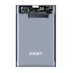 EAGET E15 2.5 Inch SATA SSD & HDD USB 3.0 External Hard Drive Enclosure Transparent PC Hard Drive Case