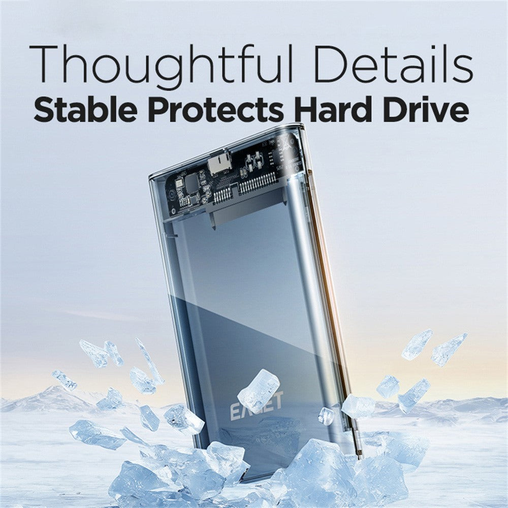 EAGET E15 2.5 Inch SATA SSD & HDD USB 3.0 External Hard Drive Enclosure Transparent PC Hard Drive Case