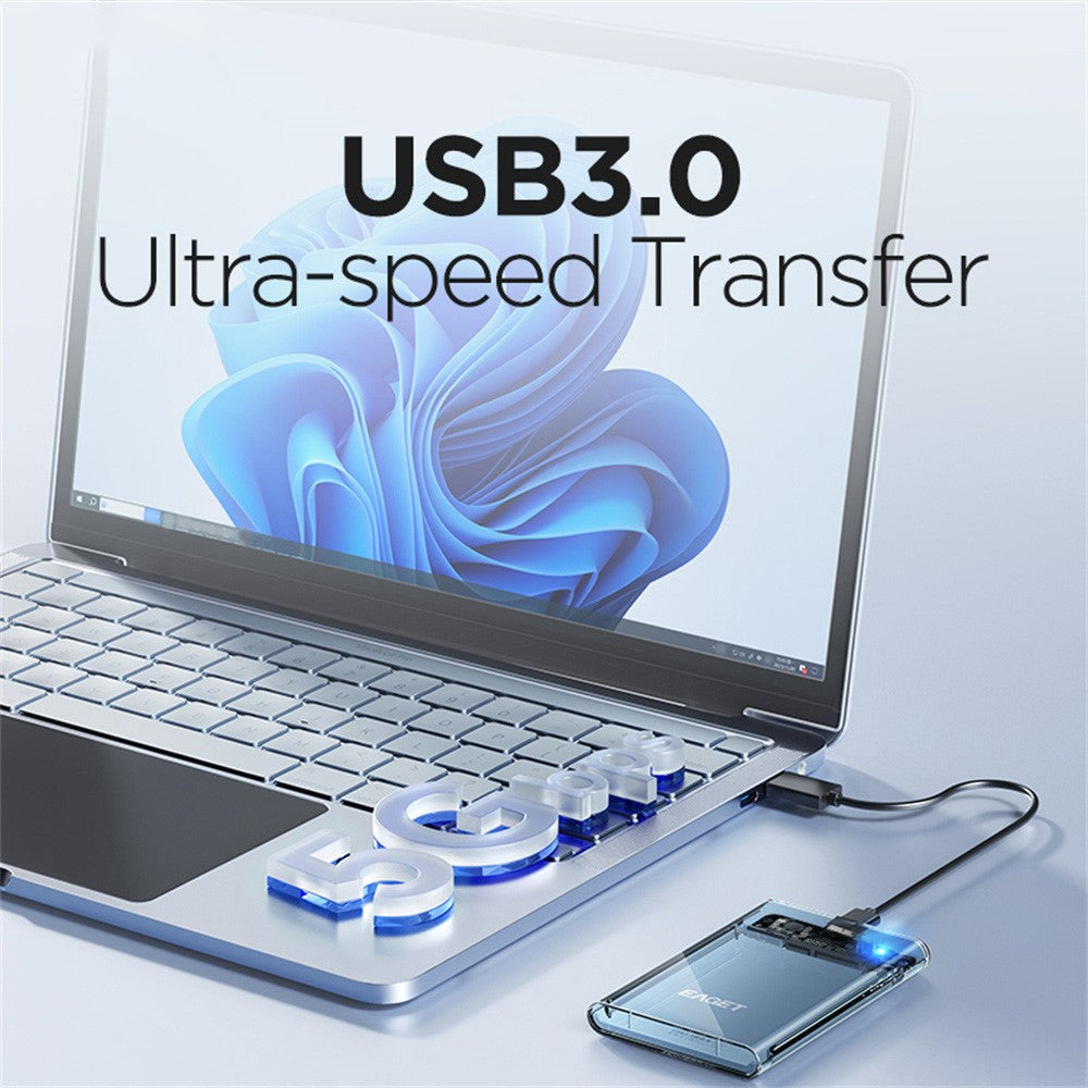 EAGET E15 2.5 Inch SATA SSD & HDD USB 3.0 External Hard Drive Enclosure Transparent PC Hard Drive Case