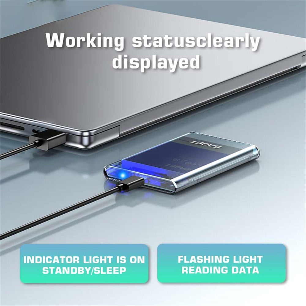 EAGET E16 2.5 Inch Portable External Hard Drive Enclosure USB 3.0 Type-C SATA SSD HDD Hard Drive Case