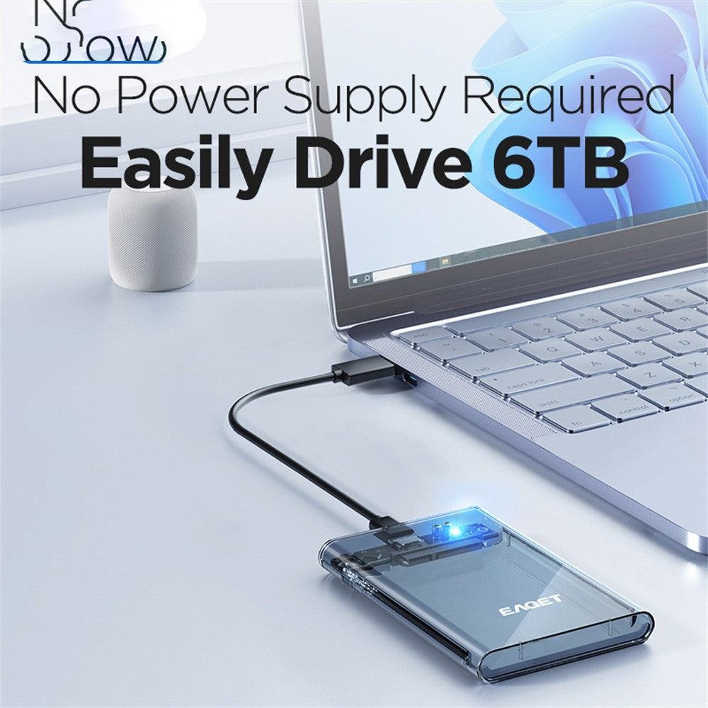 EAGET E16 2.5 Inch Portable External Hard Drive Enclosure USB 3.0 Type-C SATA SSD HDD Hard Drive Case