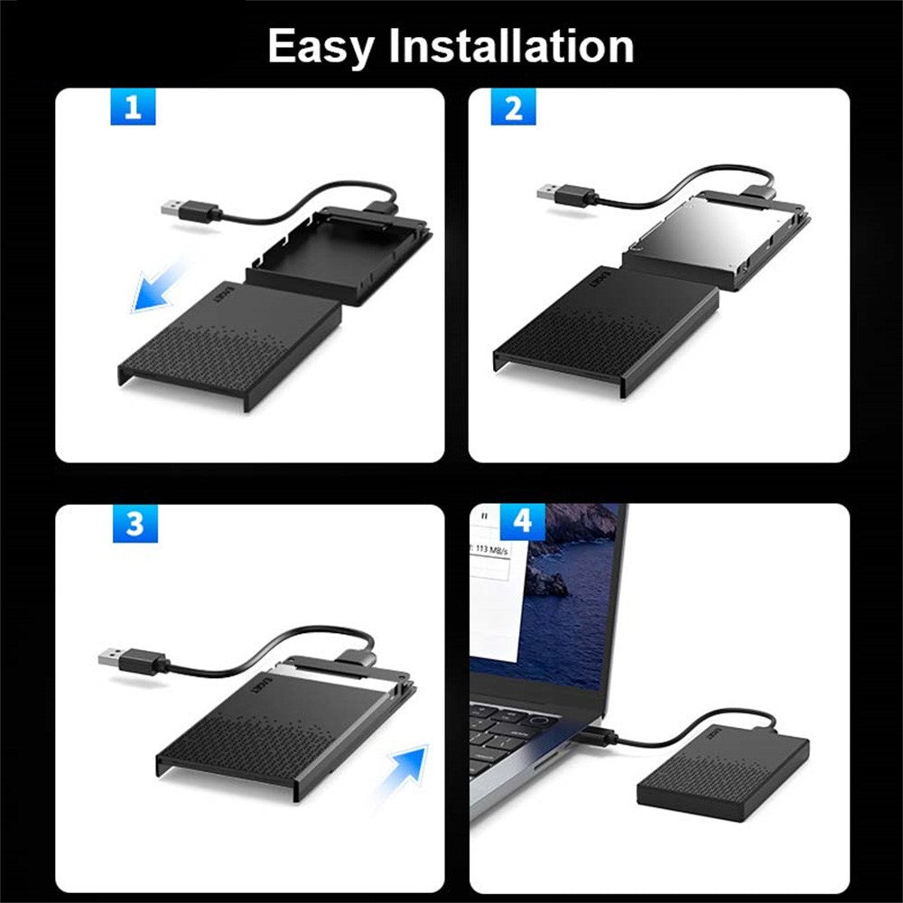 EAGET E60 2.5 Inch External Hard Drive Enclosure 6TB Micro-B to USB-A Cable 5Gbps Portable Hard Drive Case for SSD HDD