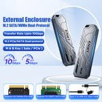 EAGET SE910D M.2 NVMe SATA ekstern kabinet USB3.2 10Gbps harddiskkabinet i aluminiumslegering til 2230 / 2242 / 2280
