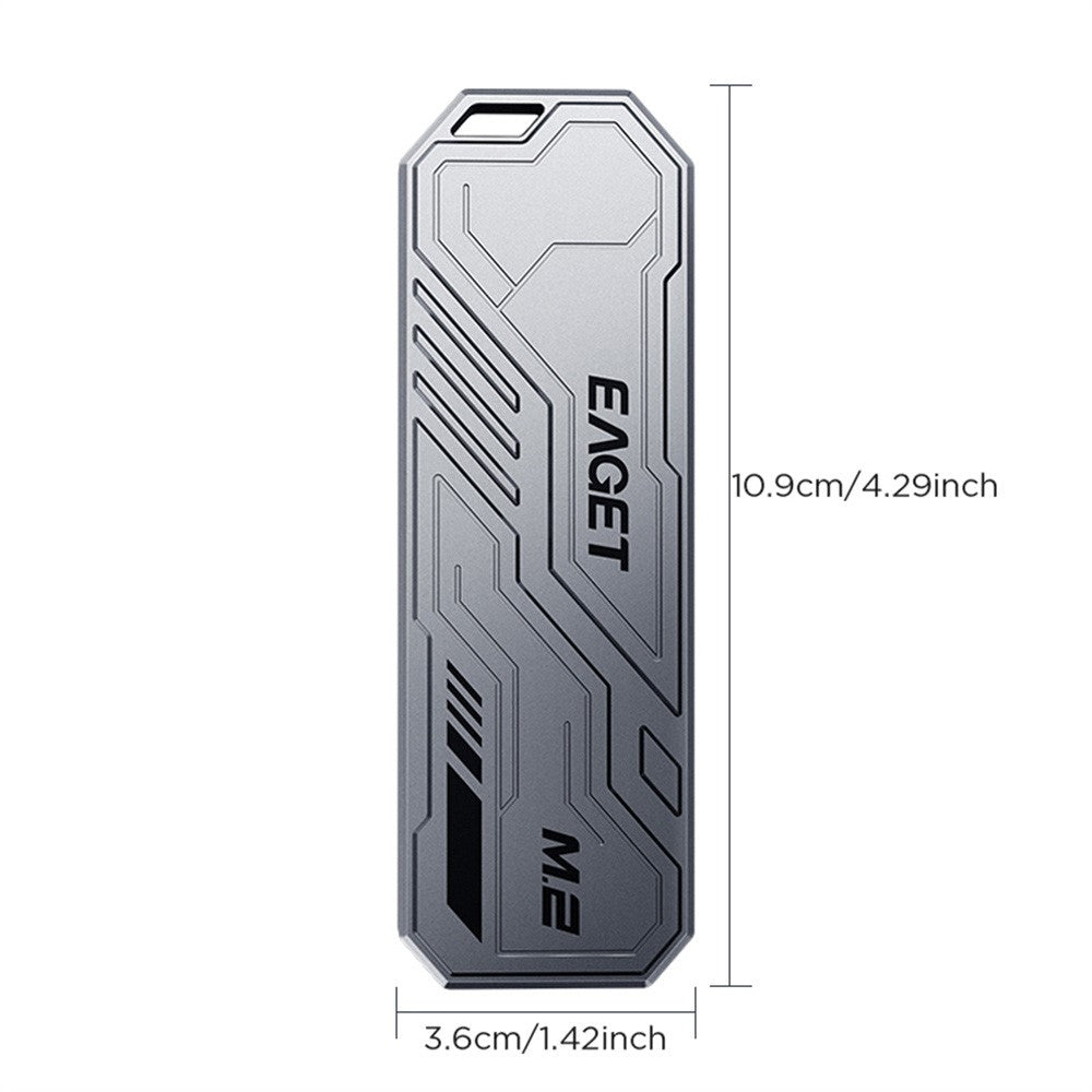 EAGET SE910D M.2 NVMe SATA ekstern kabinet USB3.2 10Gbps harddiskkabinet i aluminiumslegering til 2230 / 2242 / 2280