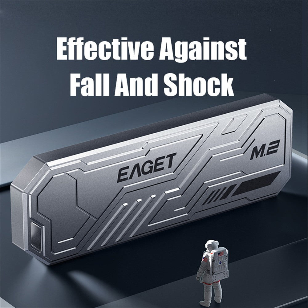 EAGET SE910D M.2 NVMe SATA ekstern kabinet USB3.2 10Gbps harddiskkabinet i aluminiumslegering til 2230 / 2242 / 2280
