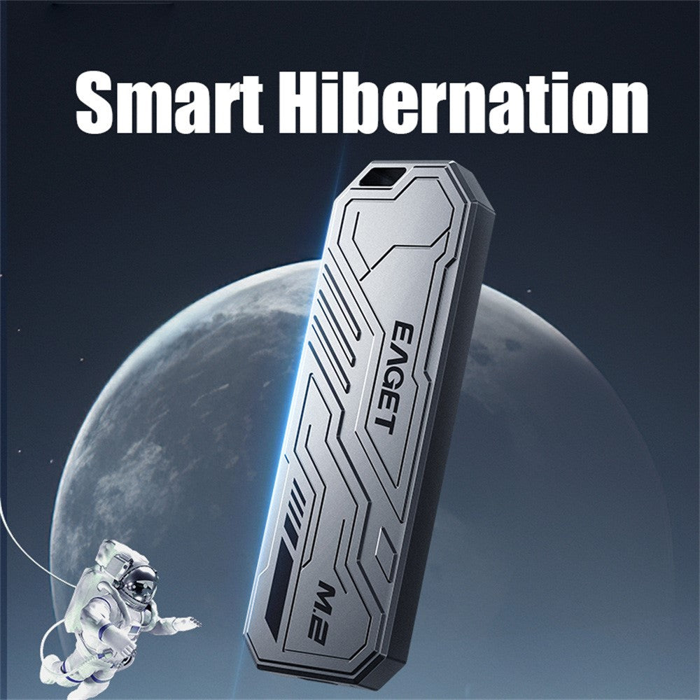 EAGET SE910D M.2 NVMe SATA ekstern kabinet USB3.2 10Gbps harddiskkabinet i aluminiumslegering til 2230 / 2242 / 2280