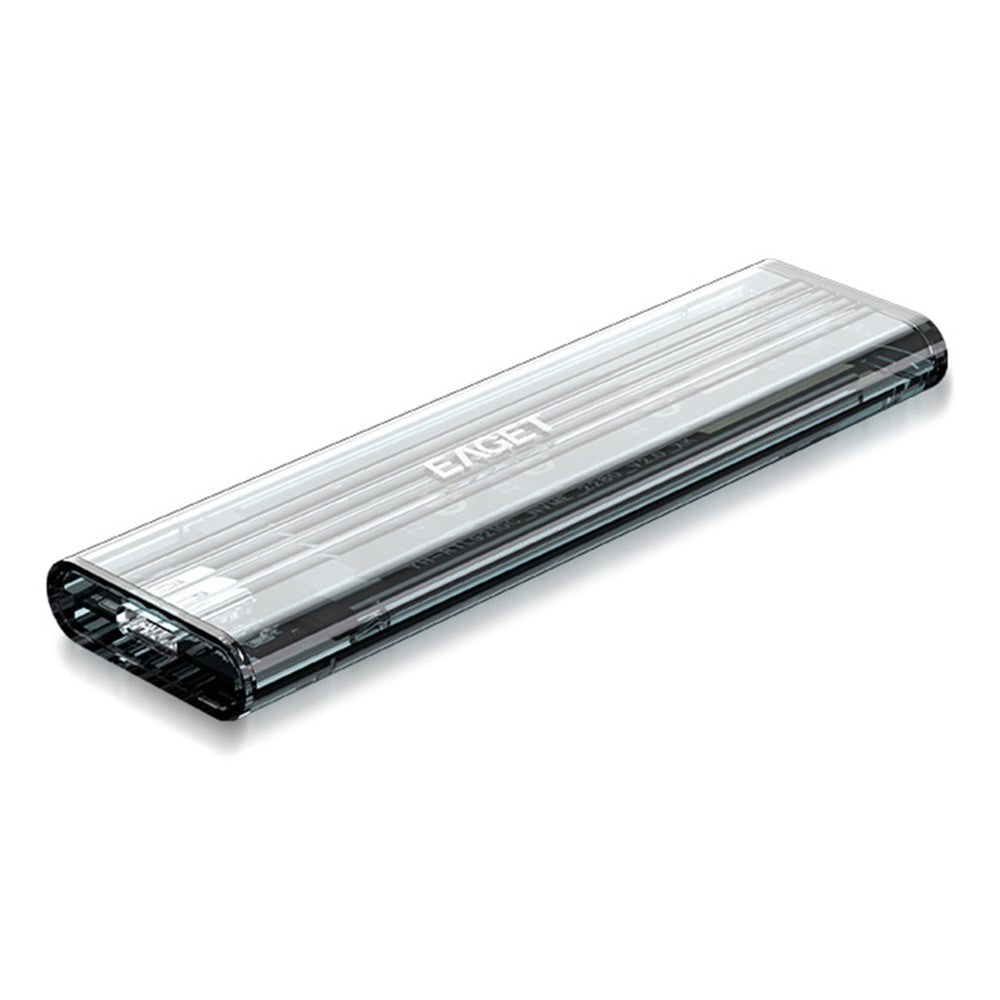 EAGET SE150D M.2 NVMe SATA Enclosure 10Gbps Type-C 3.2 Tool-free Installation Transparent External SSD Hard Drive Case