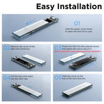 EAGET SE150D M.2 NVMe SATA Enclosure 10Gbps Type-C 3.2 Tool-free Installation Transparent External SSD Hard Drive Case