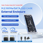 EAGET SE160D M.2 NVME SATA Enclosure Transparent USB 3.2 10Gbps Dual Protocol SSD Hard Drive Case for 2230  /  2242  /  2260  /  2280