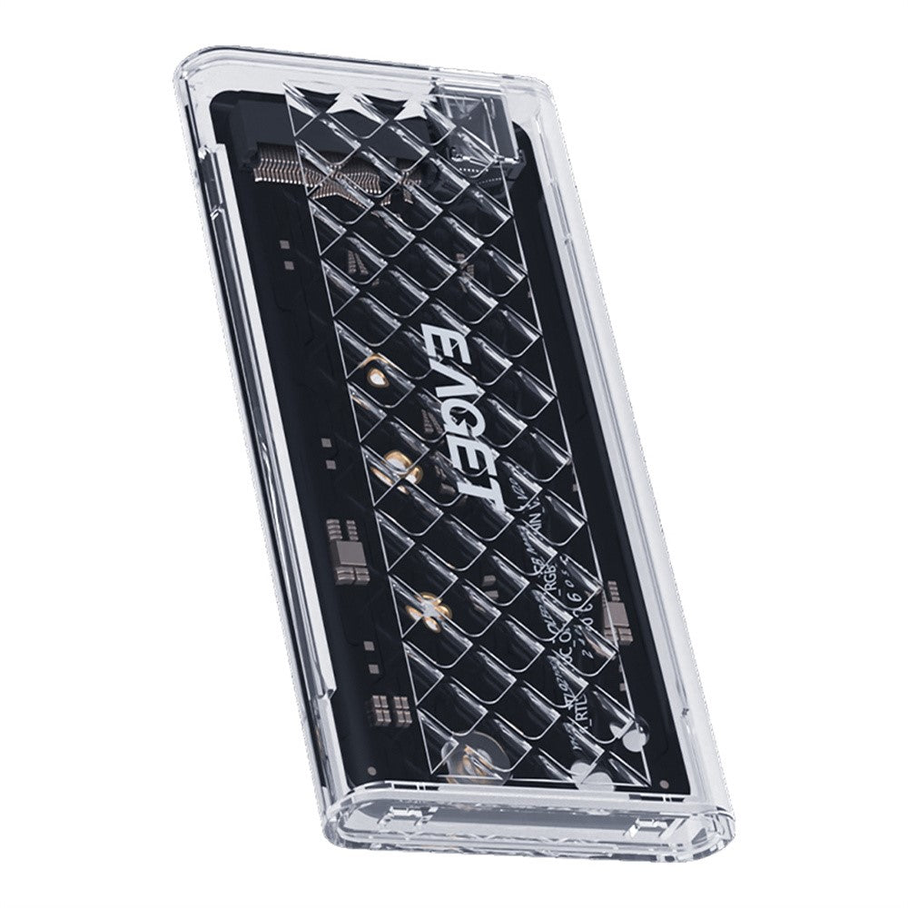EAGET SE160N M.2 NVMe SSD Hard Drive Case Transparent RGB USB 3.2 Gen2 10Gbps Hard Drive Enclosure