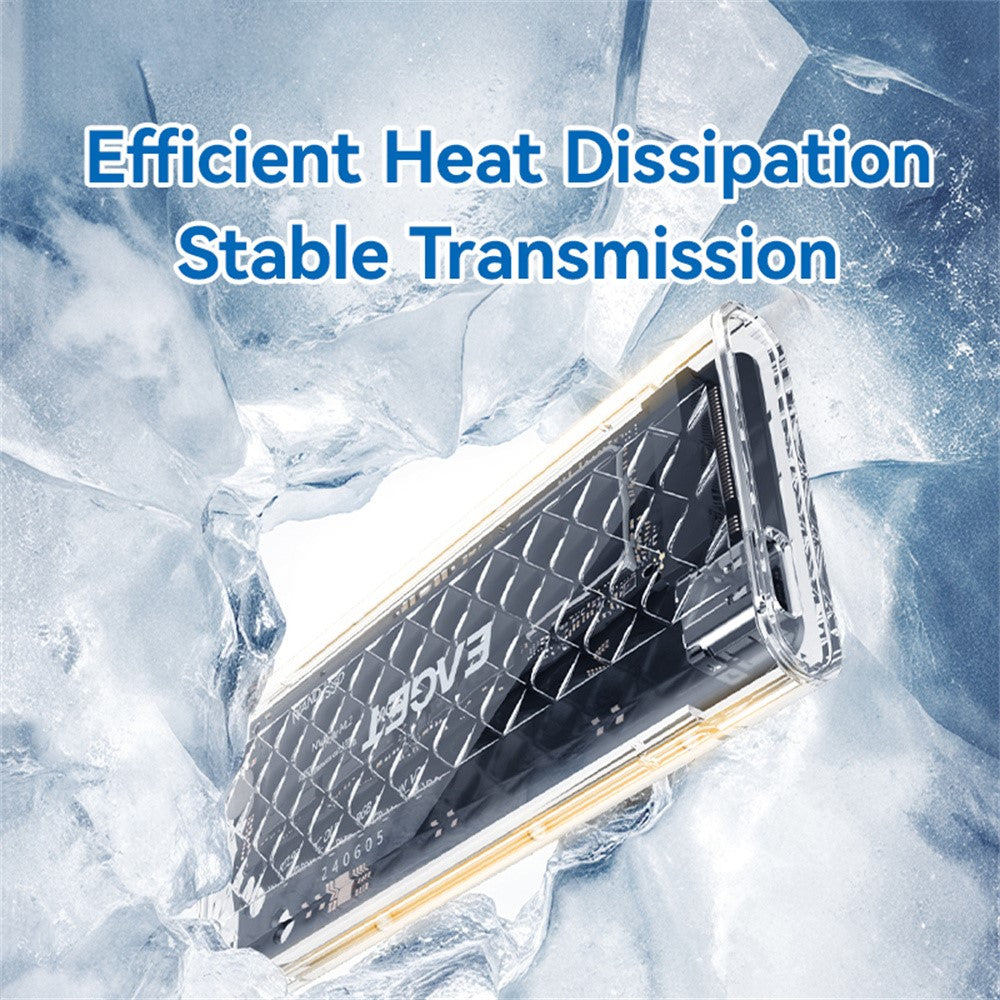 EAGET SE160N M.2 NVMe SSD Hard Drive Case Transparent RGB USB 3.2 Gen2 10Gbps Hard Drive Enclosure
