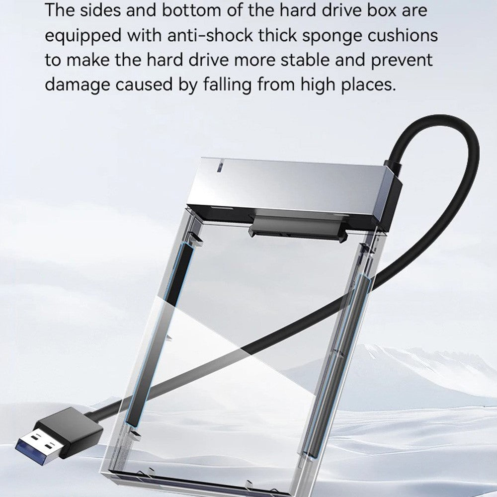 EAGET CE50 2.5 Inch USB3.0 Hard Drive Enclosure with Built-in USB-A Cable 5Gbps SSD HDD External Hard Drive Case
