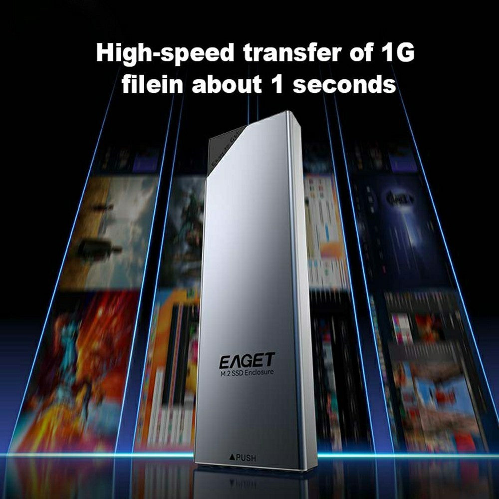 EAGET SE630N M.2 NVMe Single Protocol SSD Enclosure 10Gbps USB 3.2 Type-C External SSD Case, Supports 8TB Max