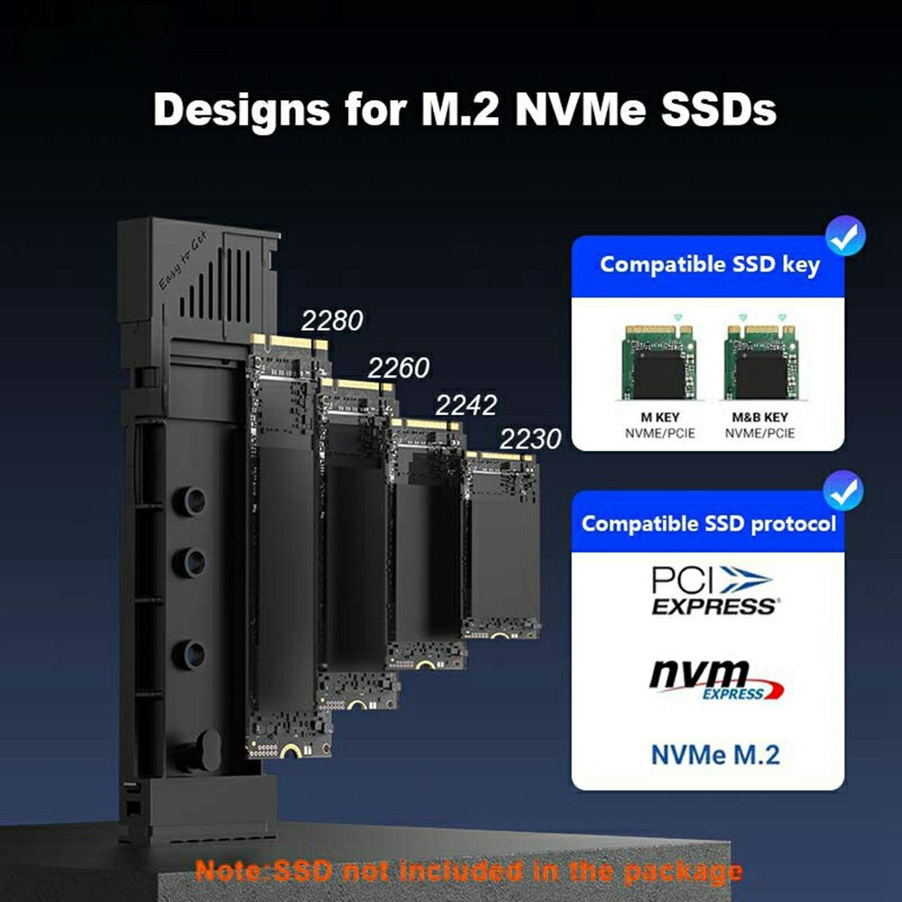 EAGET SE630N M.2 NVMe Single Protocol SSD Enclosure 10Gbps USB 3.2 Type-C External SSD Case, Supports 8TB Max