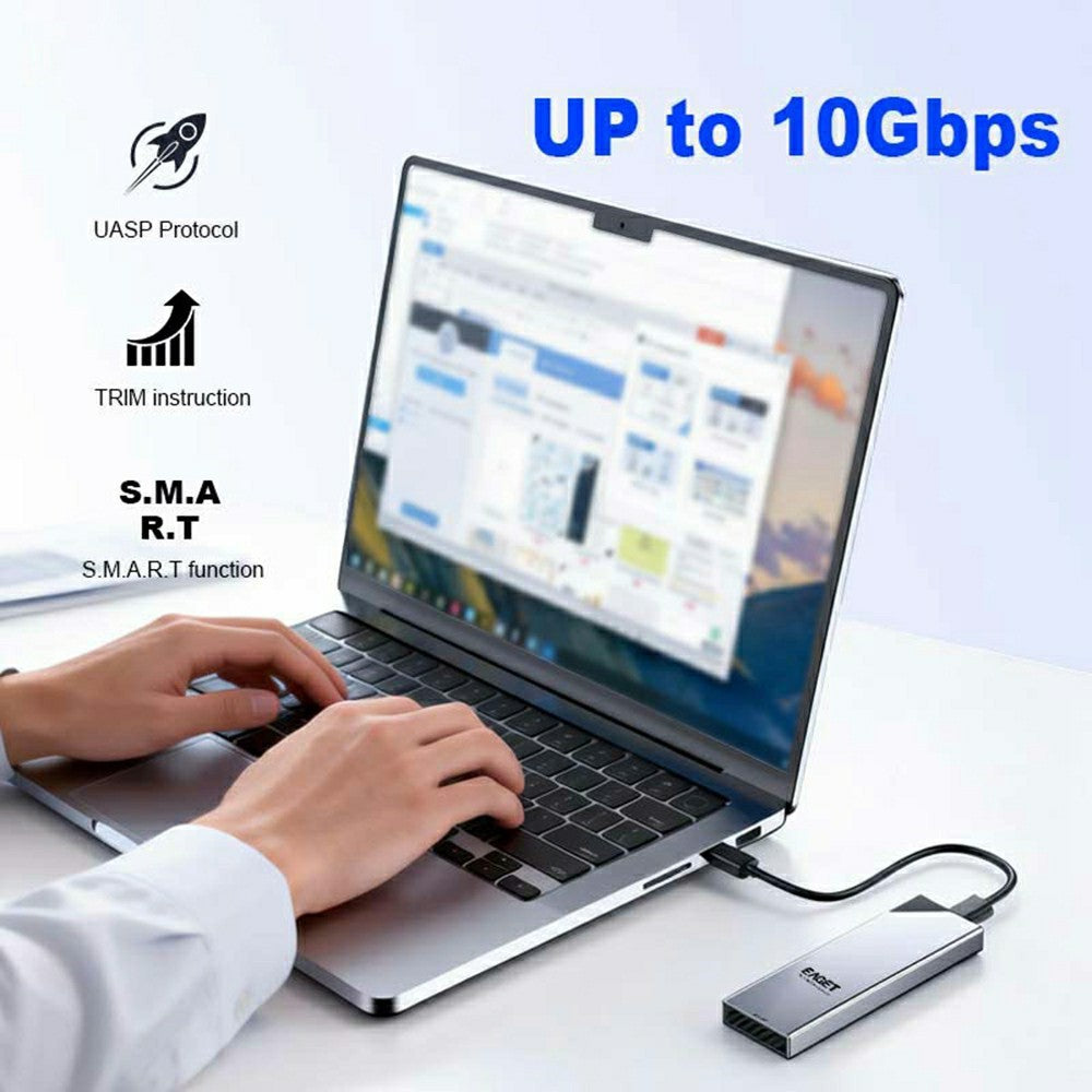 EAGET SE630N M.2 NVMe Single Protocol SSD Enclosure 10Gbps USB 3.2 Type-C External SSD Case, Supports 8TB Max