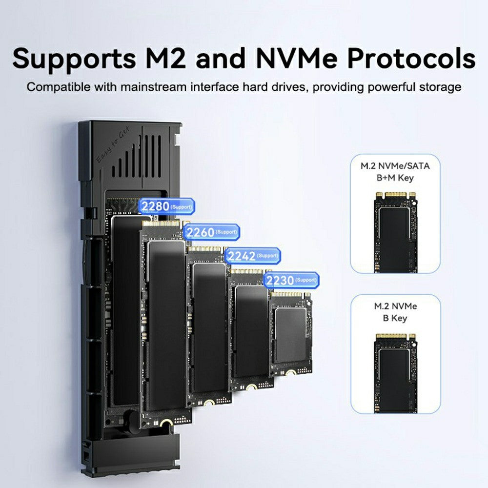 EAGET SE630D M.2 NVMe SATA Dual Protocol SSD Kabinet Understøtter maks. 8TB 10Gbps Type-C Eksternt SSD Kabinet