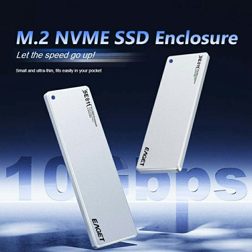 EAGET SE811N M.2 NVMe SSD Enclosure Type-C 10Gbps Aluminum Alloy External Hard Drive Case Support 8TB Max