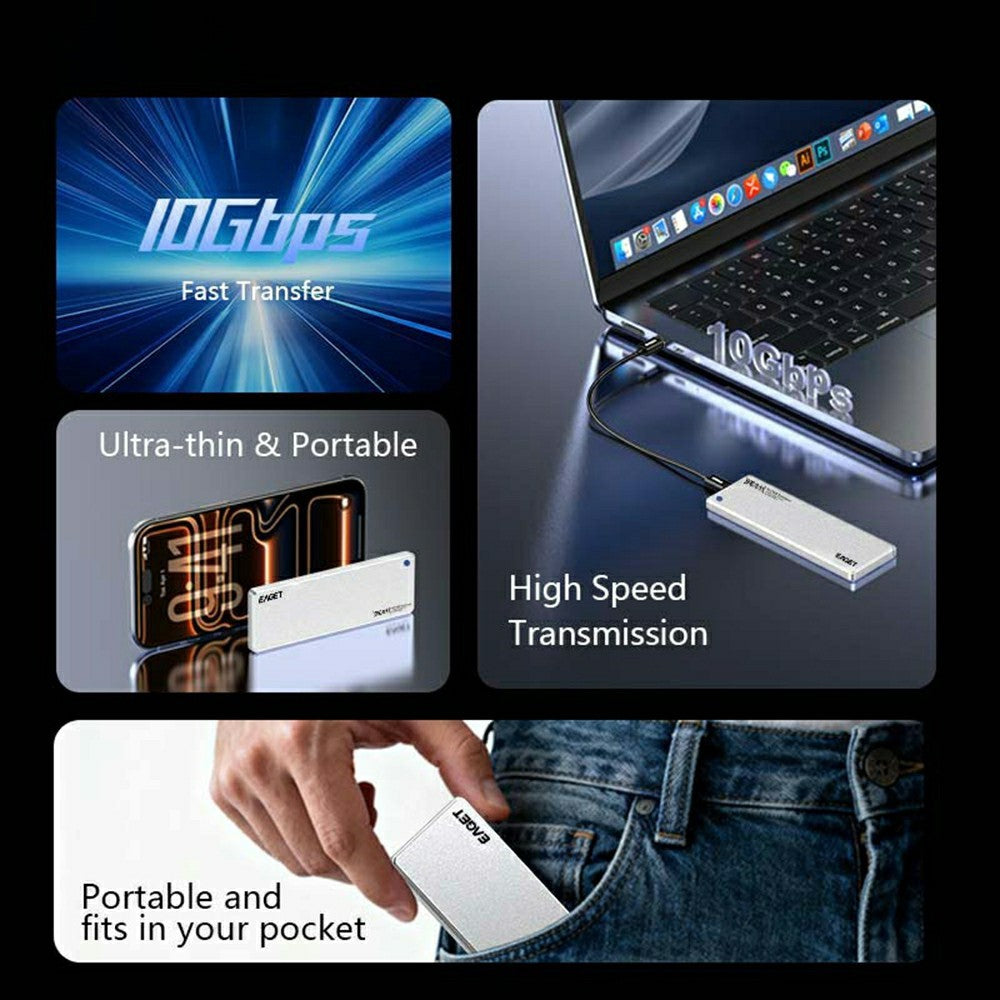 EAGET SE811N M.2 NVMe SSD Enclosure Type-C 10Gbps Aluminum Alloy External Hard Drive Case Support 8TB Max