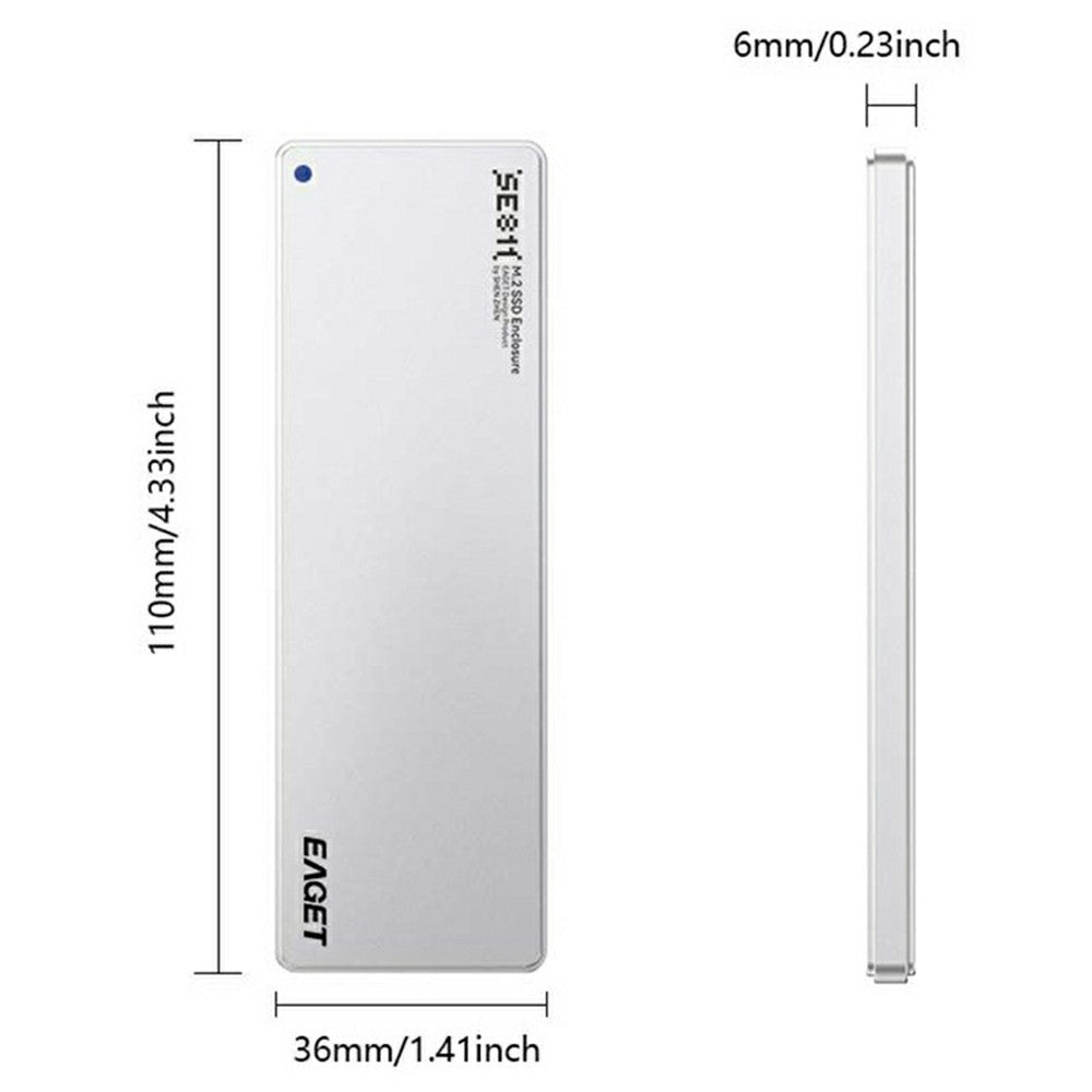 EAGET SE811N M.2 NVMe SSD Enclosure Type-C 10Gbps Aluminum Alloy External Hard Drive Case Support 8TB Max