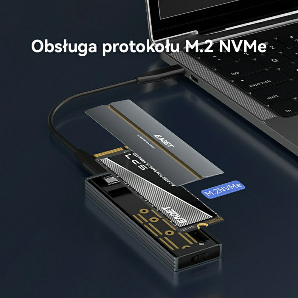 EAGET SE2100 M.2 NVMe SSD Enclosure 20Gbps USB 3.2 Gen2X2 Type-C Aluminum Alloy External SSD Case